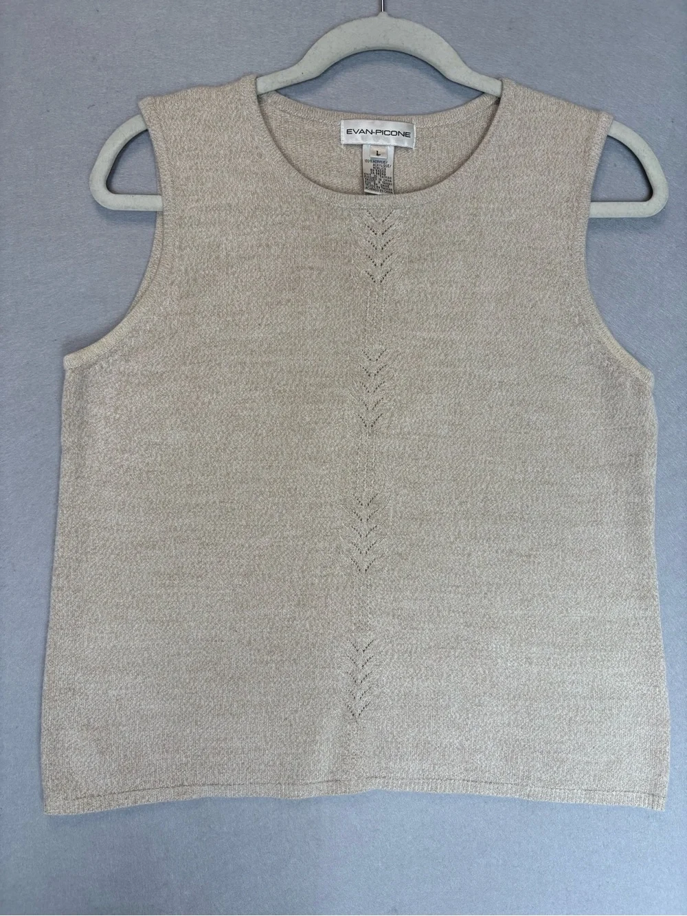 True Vintage Acrylic Chic Evan-Picone Quality Sleeveless Knit Tank Top in Beige